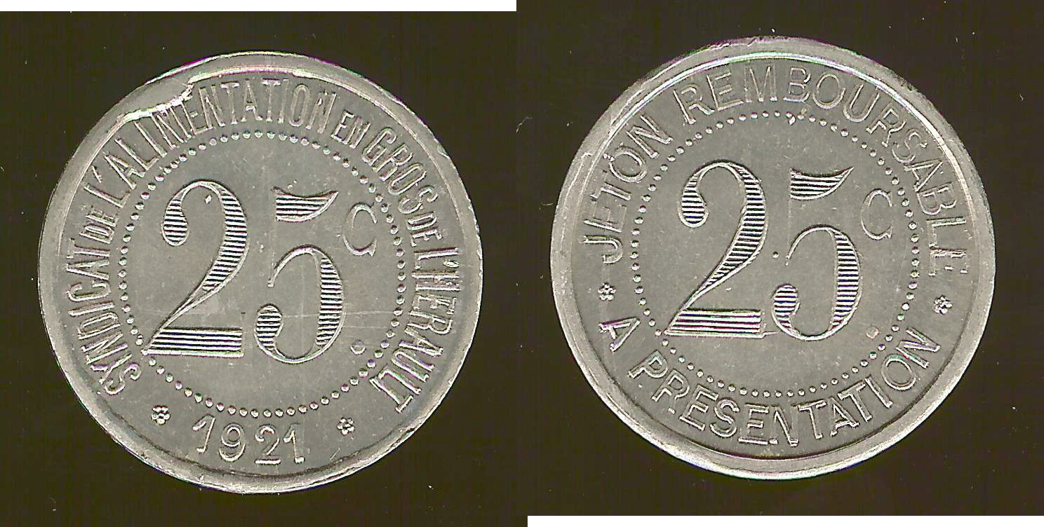 Herault(34) 25 centimes 1923 BU